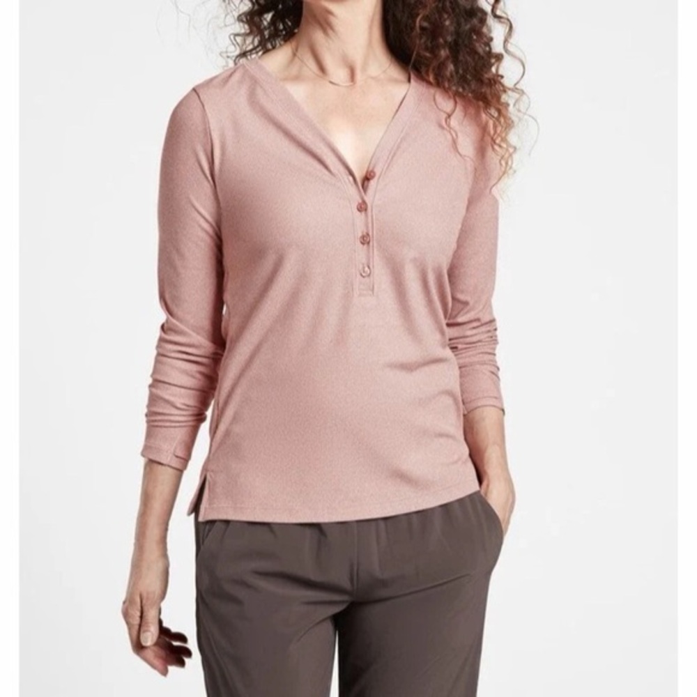 Athleta Uptempo Ribbed Henley Top